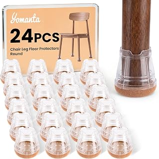 24-Pack Silicone Chair Leg Floor Protectors for Hardwood Floors -Felt Furniture Pads, Rubber Chair Leg Covers/Caps - Noise Reducing & Scratch-Proof - Round XS (Fits 9/16" to 13/16" / 15-20mm), Clear