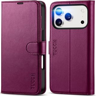 TUCCH Wallet Case for iPhone 18 Pro/17 Pro (6.3"), 4 Card Slot, Plum Purple