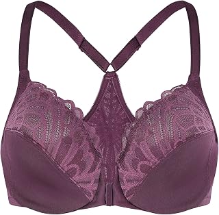 MELENECA Women's Racerback Lace Front Closure Bra
