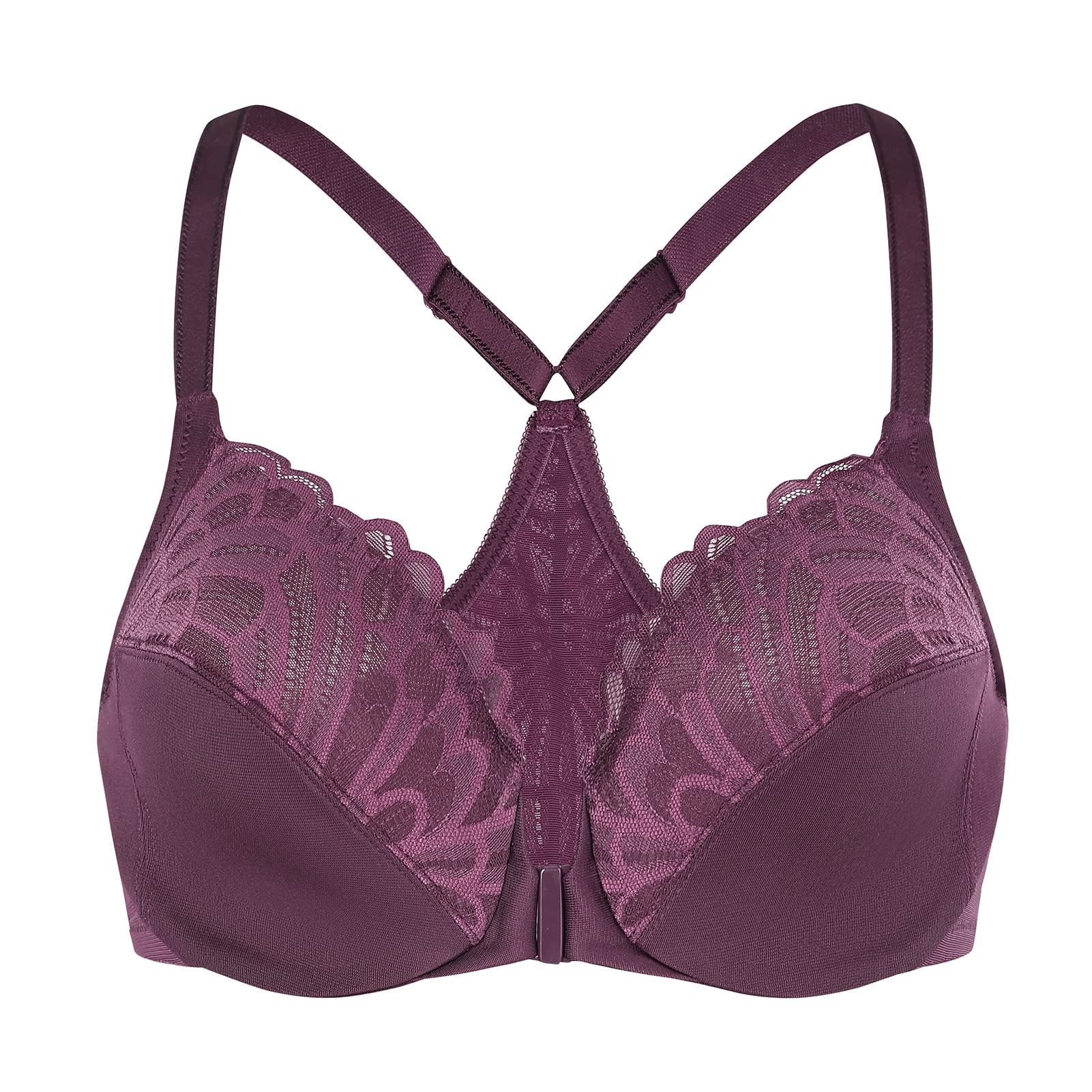 MELENECA Women's Racerback Lace Front Closure Bra