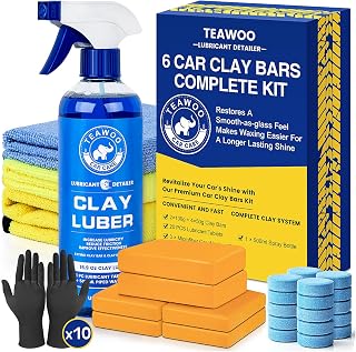 TEAWOO Clay Bar Kit, Car Detailing Kit for Car Detailing Cleaning | 6 Clay Bars &amp; 20 PCS Lubricant Tablets, Spray Bottle, Disposable Gloves, Microfiber Towels