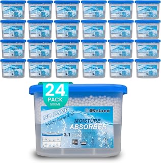 Belaco Dehumidifier Pack Prevent Mould & Mildew, Eliminating Musty Odor | Remove Dampness, Absorb Excess Moisture in Home, Kitchen, Bathroom, Bedroom, Wardrobe, Caravan, Office, Basement - Pack of 24