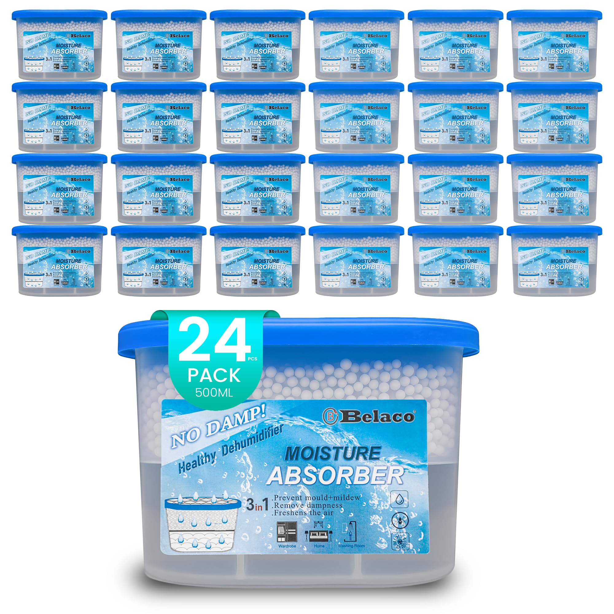 Belaco Dehumidifier Pack Prevent Mould & Mildew, Eliminating Musty Odor | Remove