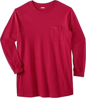KingSize Shrink-Less Longer-Length Long-Sleeve Crewneck Pocket Tee