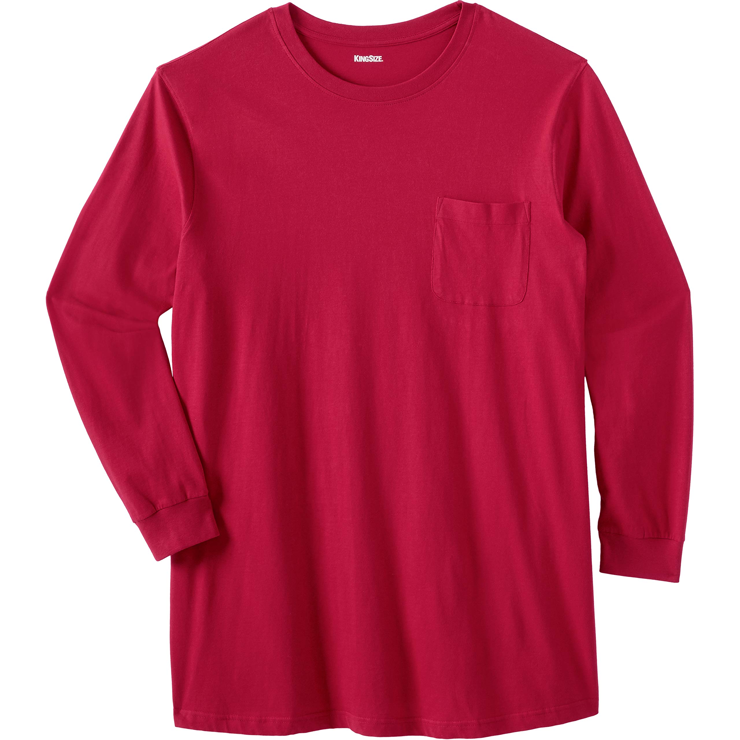 KingSize Shrink-Less Longer-Length Long-Sleeve Crewneck Pocket Tee