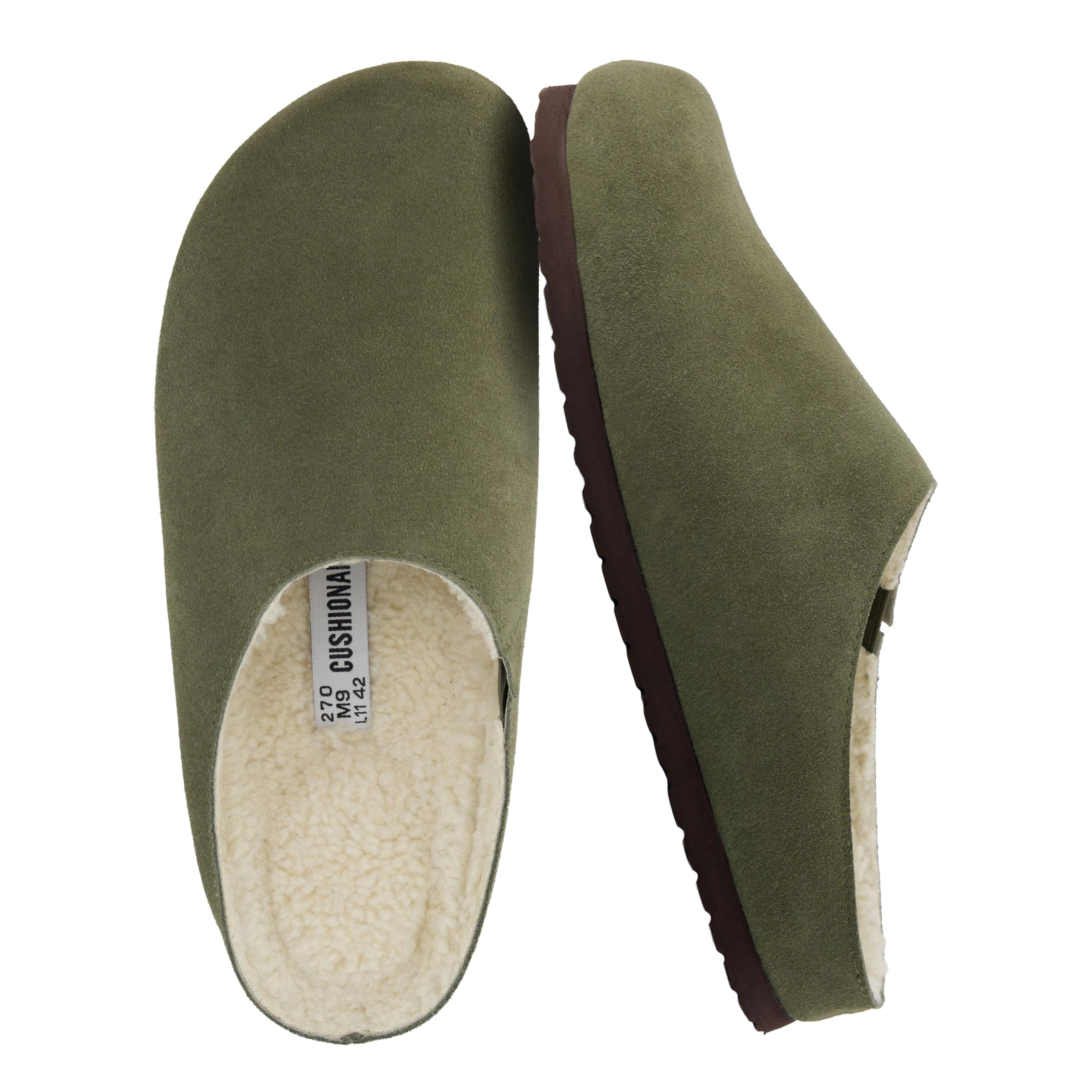 CUSHIONAIRE Heath - Pantofole da uomo in vera pelle scamosciata, comode, zoccoli
