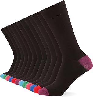FM London 12-Pack Smart Mens Socks, Super Soft Cotton Socks Mens 6-11