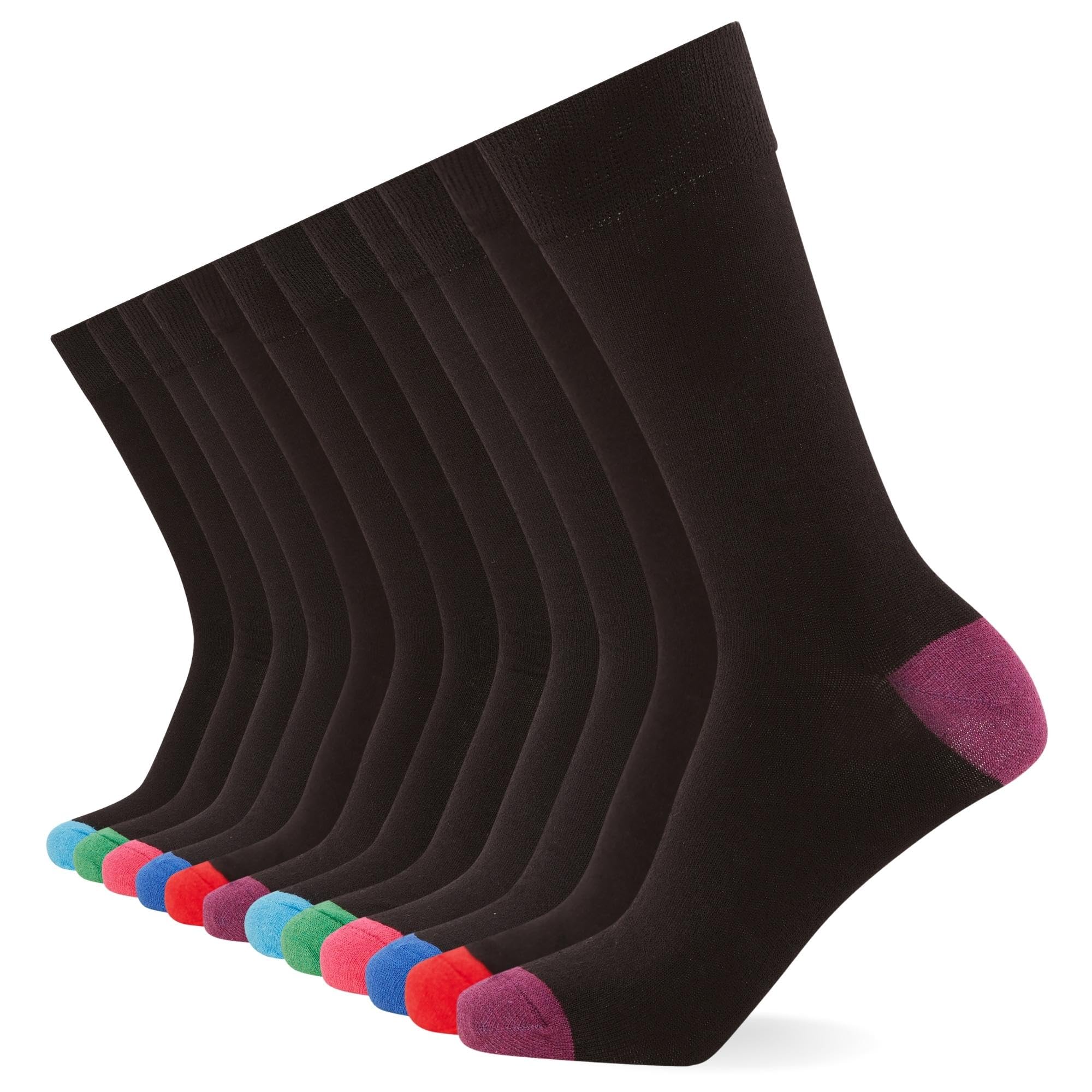 FM London 12-Pack Smart Mens Socks, Super Soft Cotton Socks Mens 6-11