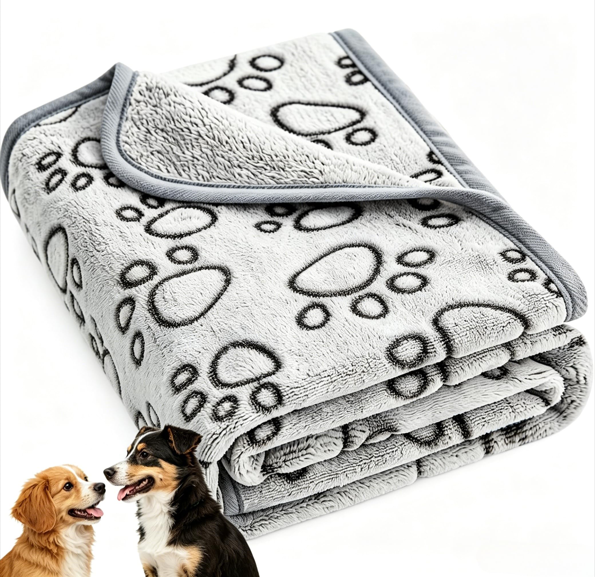 1 x Pet Blanket Soft Fleece Tear Resistant Paw Print Design Machine Washable War