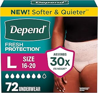 Depend Fresh Protection Adult Diapers for Women, Large, 72 Count | Blush, Disposable, Incontinence Underwear for Women, Feels Like Real Underwear