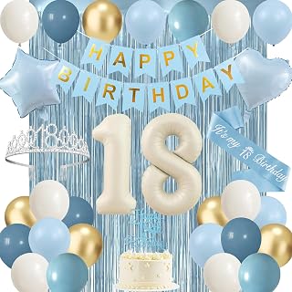 Trgowaul Light Blue 18th Birthday Decorations for Girls