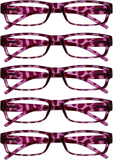 OPULIZE The Reading Glasses Company ACE Reading Glasses Pack of 5 - Narrow Frame - Spring Hinges - Pink Tortoise - Men Women - RRRRR32-4 - +3.50