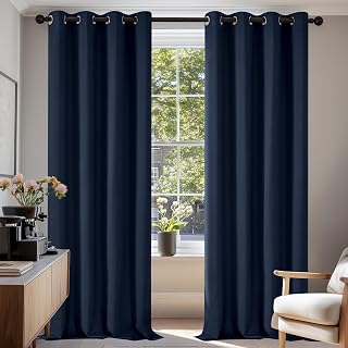 Deconovo Vorhang Verdunkelung Schlafzimmer Hitzeschutz Curtain Dunkelblau