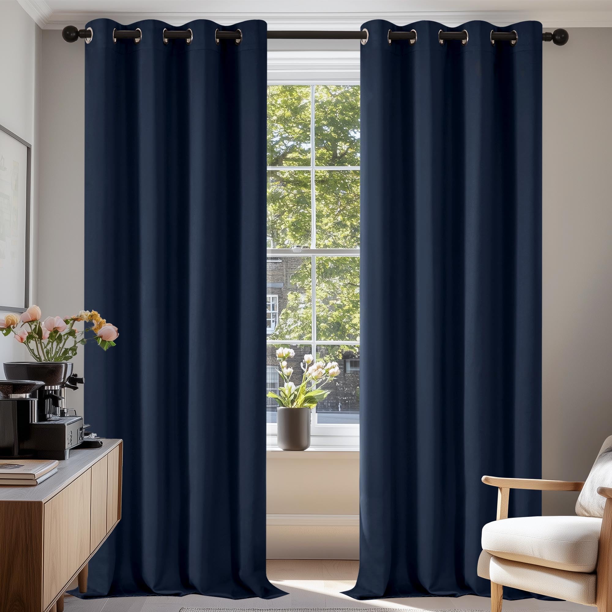 Deconovo Vorhang Verdunkelung Schlafzimmer Hitzeschutz Curtain Dunkelblau