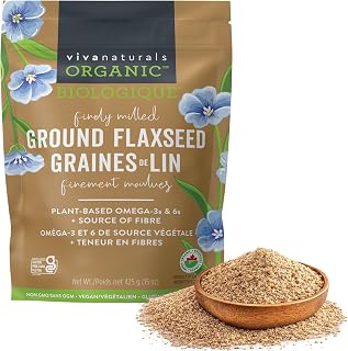 Viva Naturals Canadian-Made Organic Ground Flaxseed, Vegan, Non-GMO, 15 oz