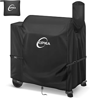 Kipiea Heavy Duty BBQ Cover for Traeger Pro 22 & 575 Series, 500D Oxford Fabric Waterproof Wood Pellet Smoker Cover & Windproof Buckles, Outdoor Barbecue Covers Anti-UV, No Tear, No Fading