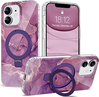 Marble Pattern Case for iPhone 11 with Stand 6.1",M-Purple