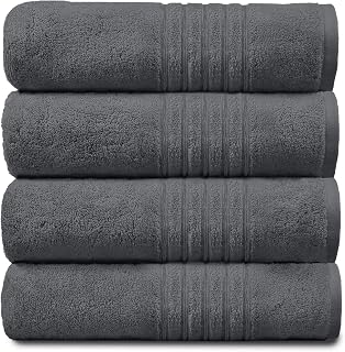 GC GAVENO CAVAILIA Luxury 450 GSM Jumbo Bath Sheet, Highly Water Absorbent Towels, Pack Of 4 Towel Set, Charcoal, 80X170