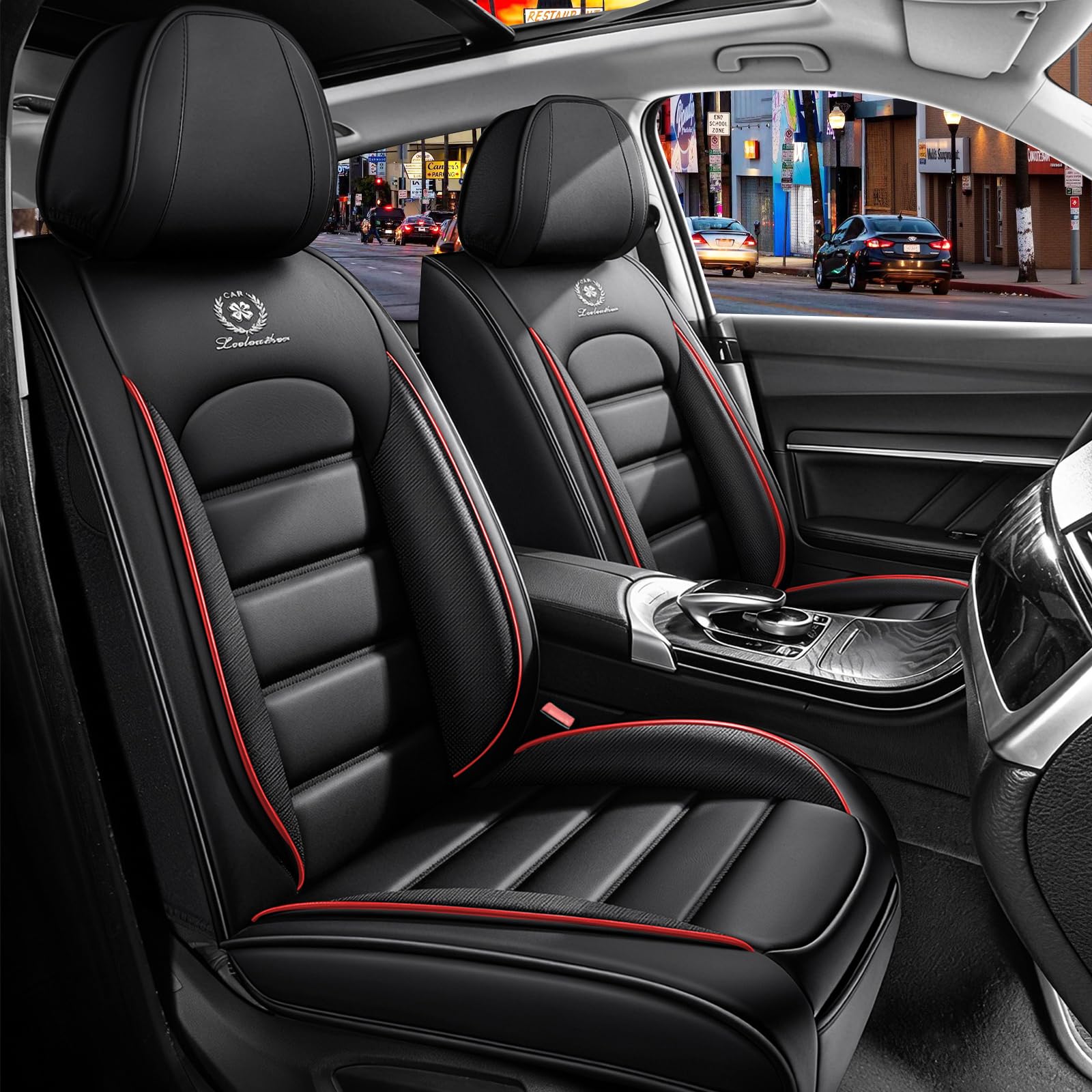 Custom for Kia Sportage Sporty Seat Covers (Standard 5 Seats,Black&Red)