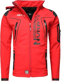 Geographical Norway Techno Men – Waterproof Softshell Hooded Jacket – Outdoor Tactical Wind Jacket – Hiking Skiing Autumn Winter Spring