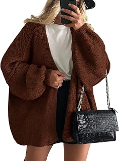 PRETTYGARDEN レディース オープンフロント オーバーサイズ カーディガン セーター