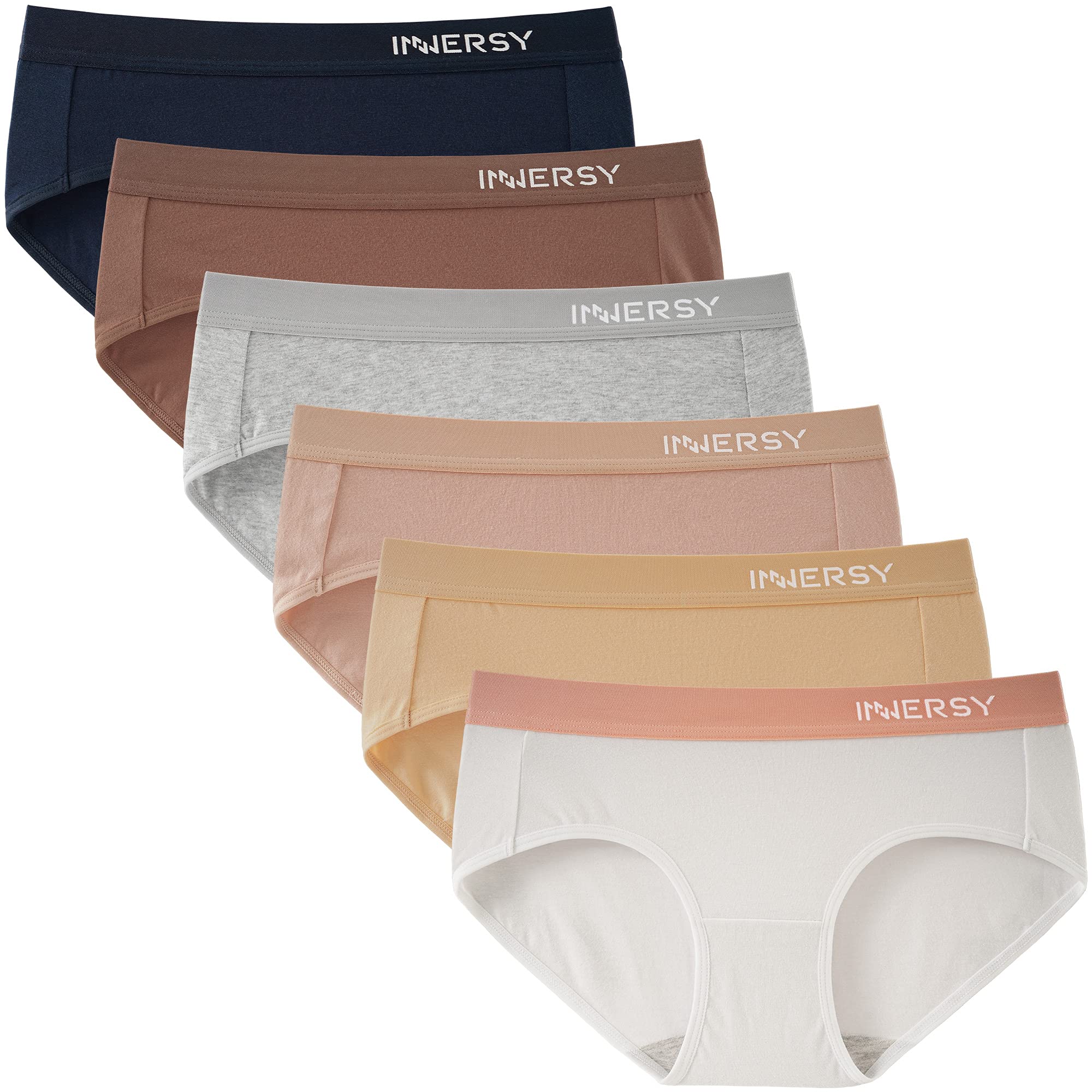 Innersy - Slip da donna in cotone, a vita media, comodi e hipster, confezione da