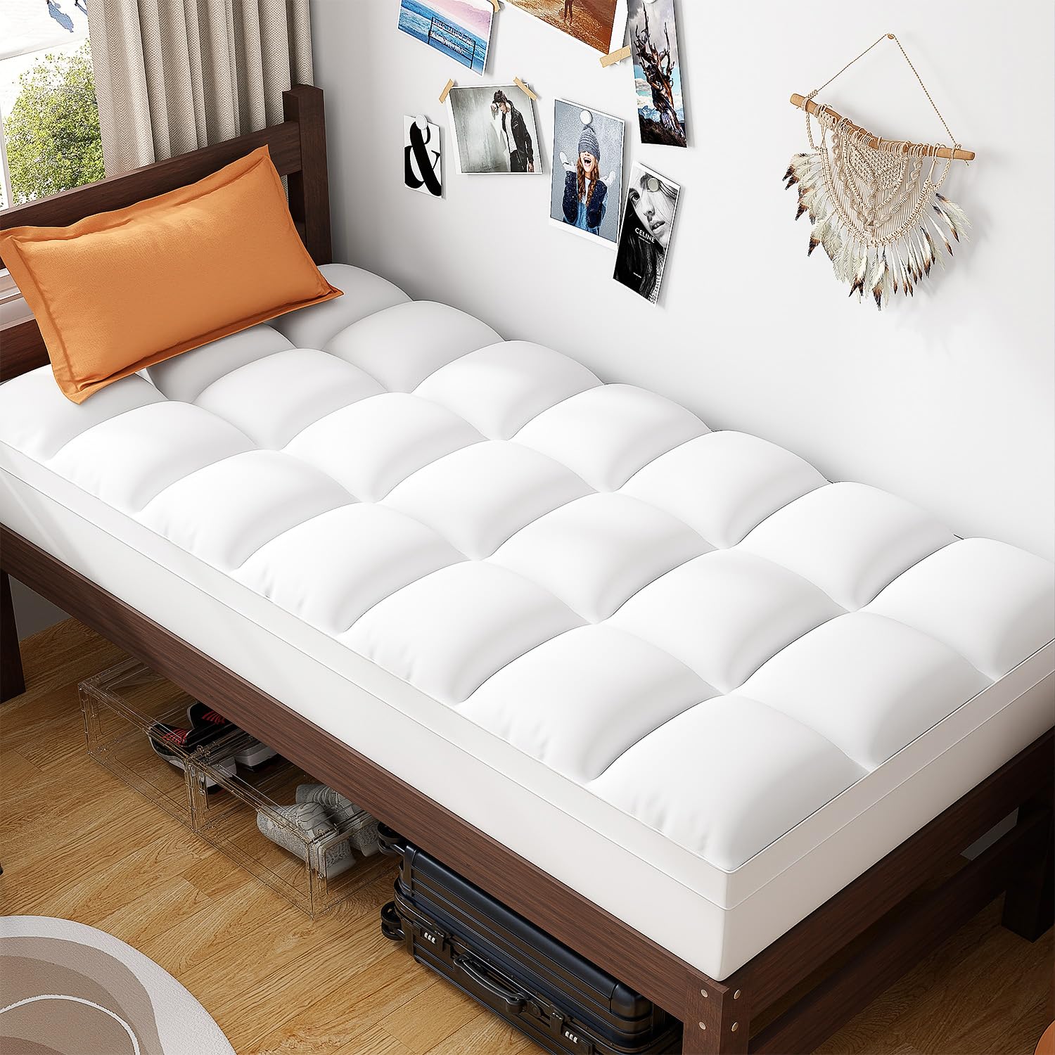 ABENE Twin XL Mattress Topper, Thick Pillow Top Pad, Dorm Room Essentials