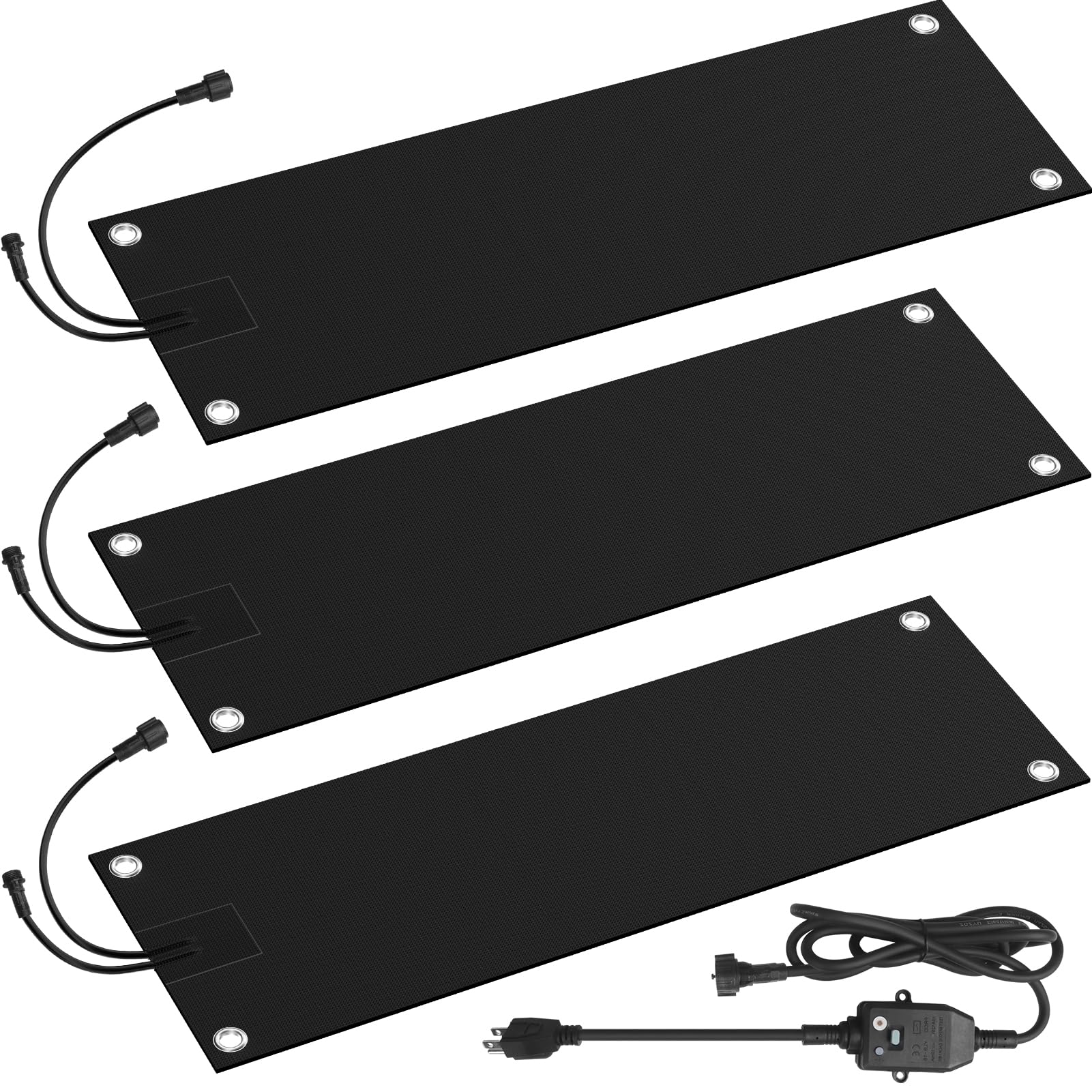 3 Pcs Heated Snow Melting Mats,10x30 in No-Slip Rubber Heated Outdoor Mats | Sno