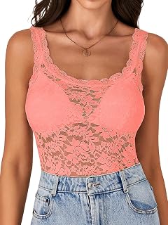 LYANER Women's Floral Lace Sexy Tank Tops