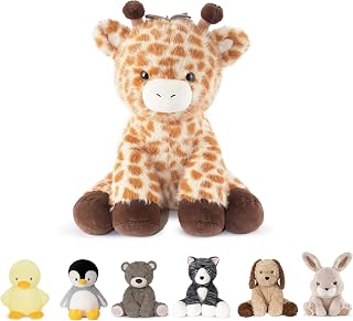 Niuniu Daddy Weighted Stuffed Animals, 14 in 3.5 lbs, Giraffe Calming Plush | Heavy sensory lap pad, lying body pillow for sleeping, machine wash, huggable gift for kids and adults