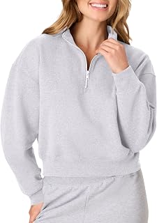 Hanes Pull en Polaire EcoSmart pour Femme avec Fermeture éclair Quart de Coton