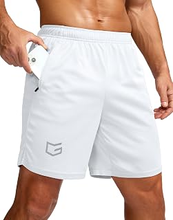 G Gradual Men's 7" Lightweight Quick Dry Sports Shorts with Zip Pockets