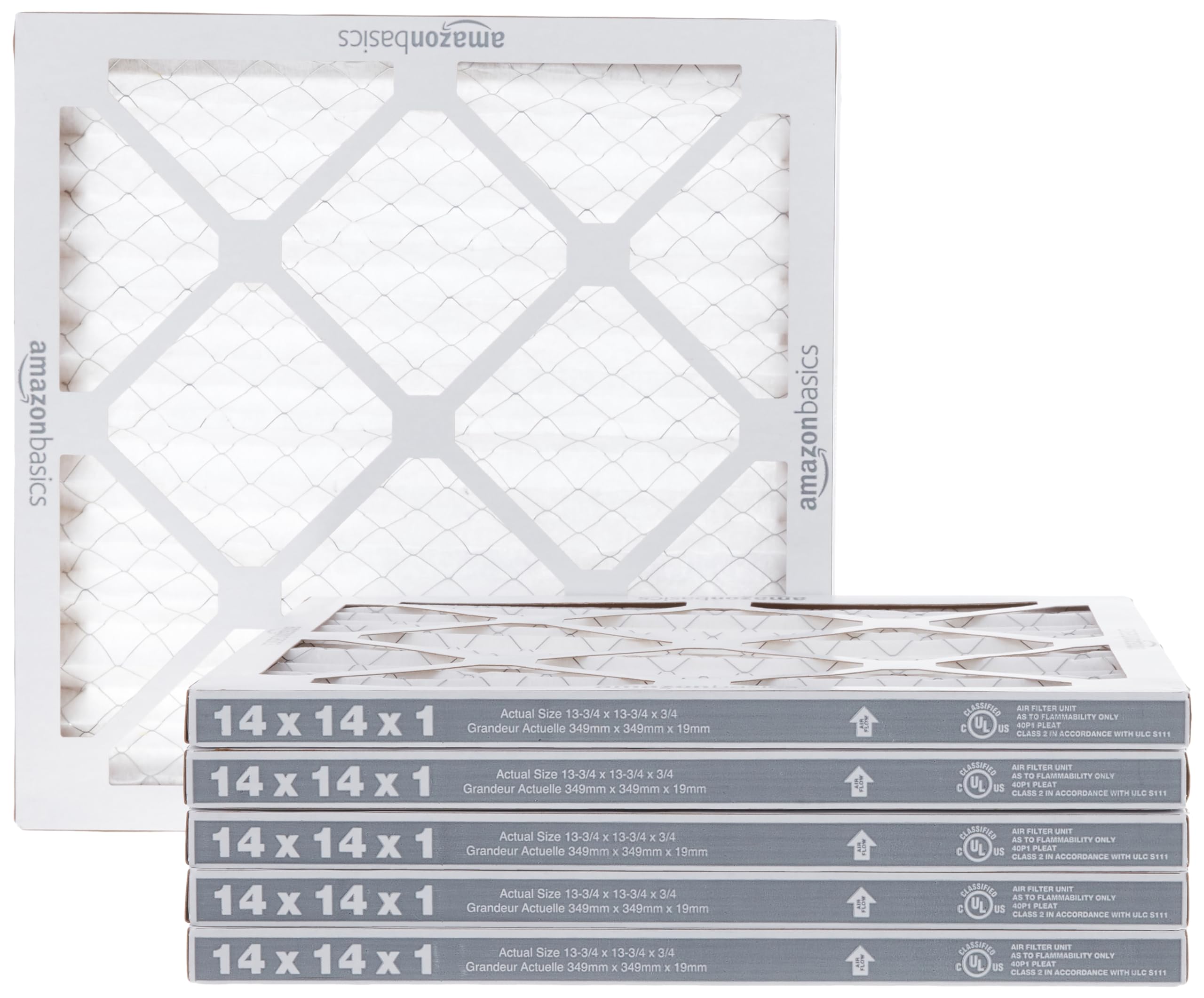 Amazon Basics 14x14x1 Air Filter, MERV 8 AC Furnace Filters, Allergen Control , 