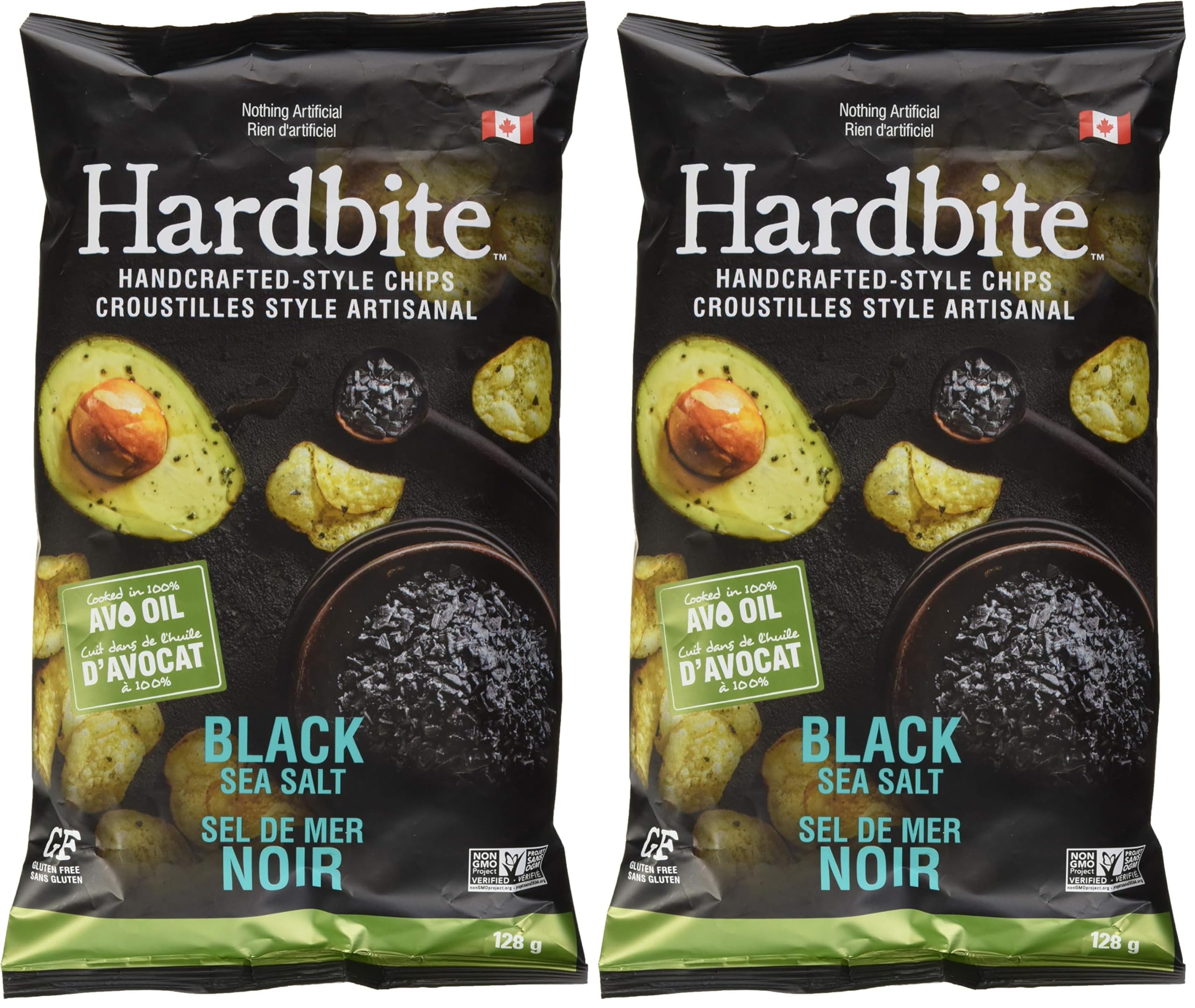 Hardbite Black Sea Salt Avocado Oil, 128g (Pack of 2)