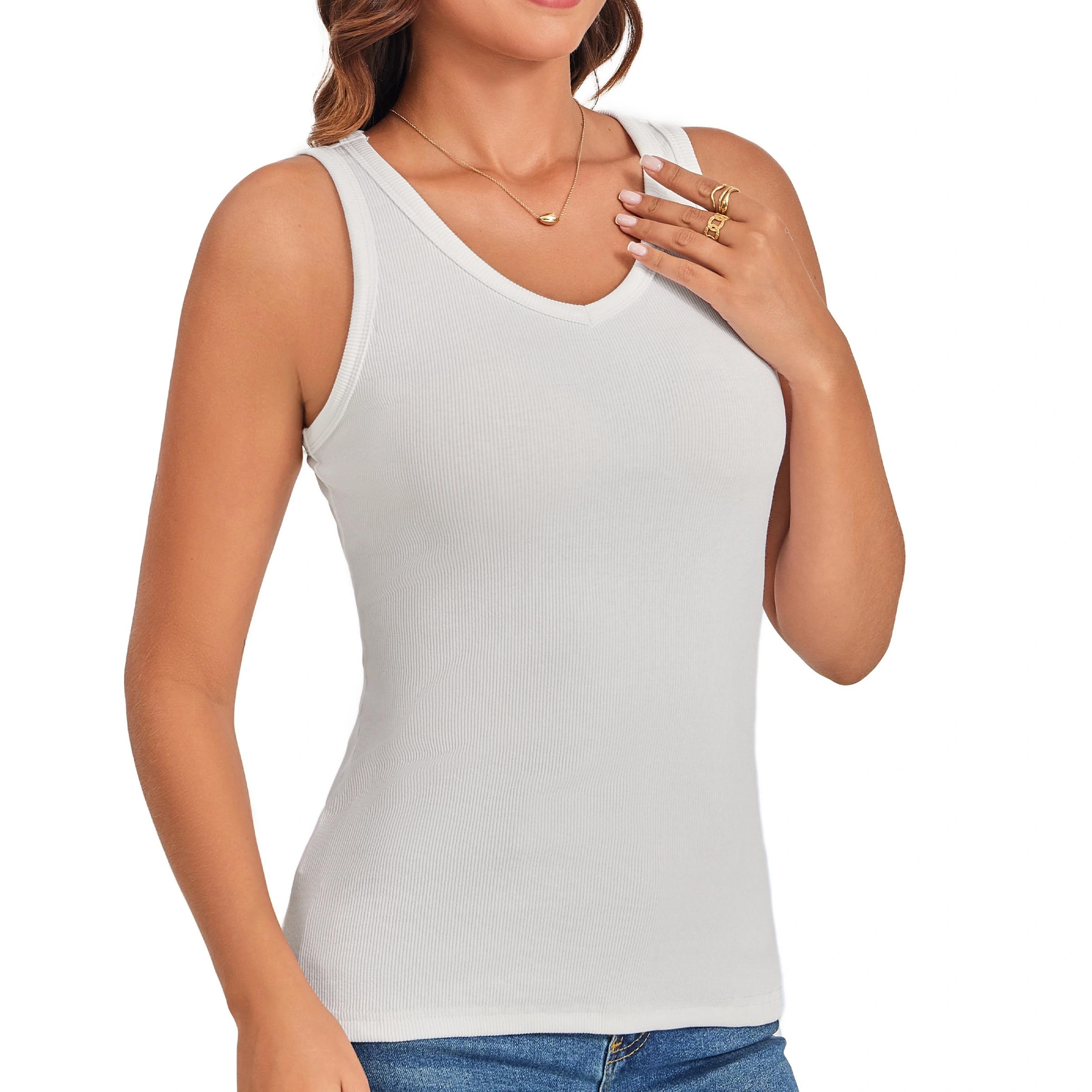 Cotton V Neck Sleeveless Tank Top for Women (XS-2XL)