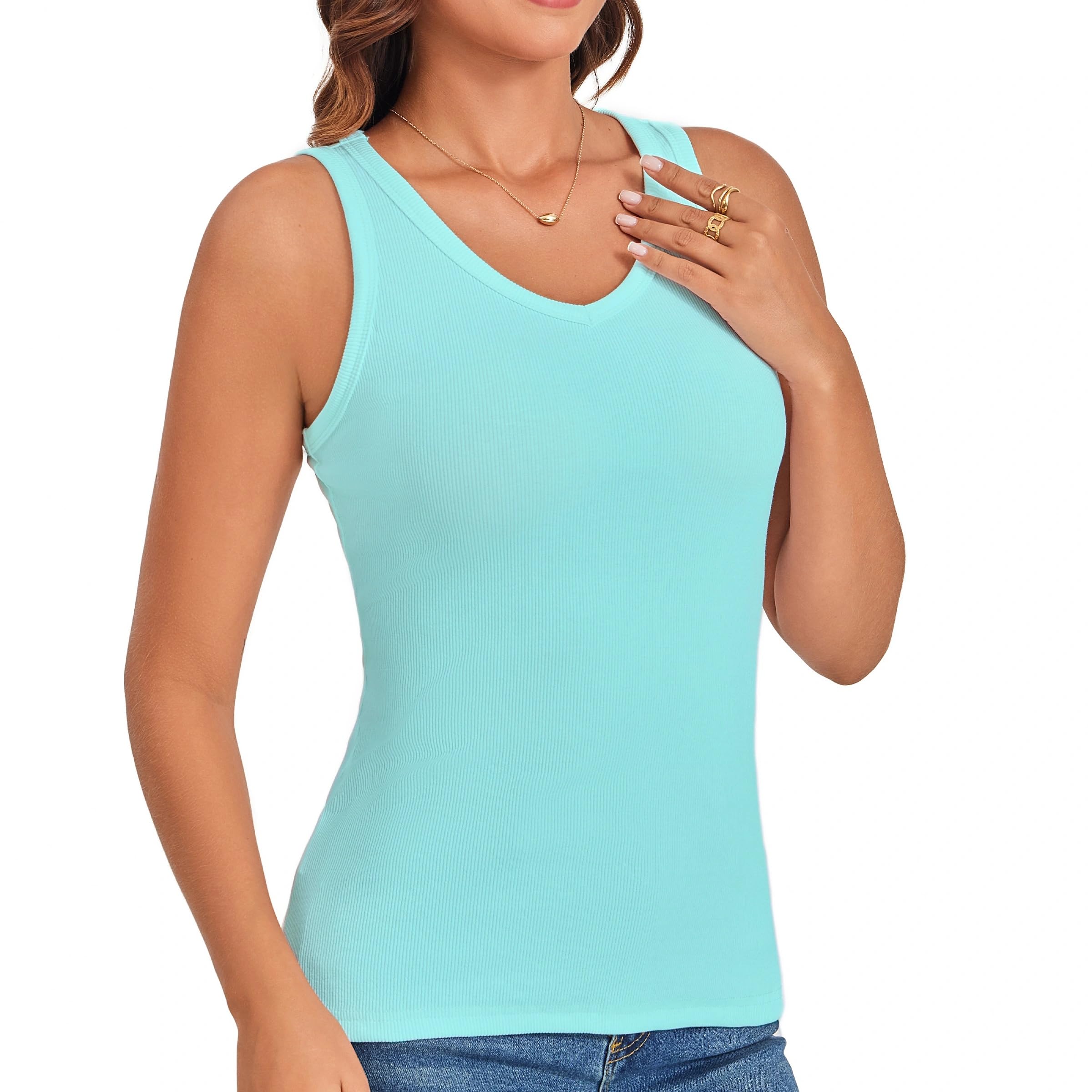 Cotton V Neck Sleeveless Tank Top for Women (XS-2XL)