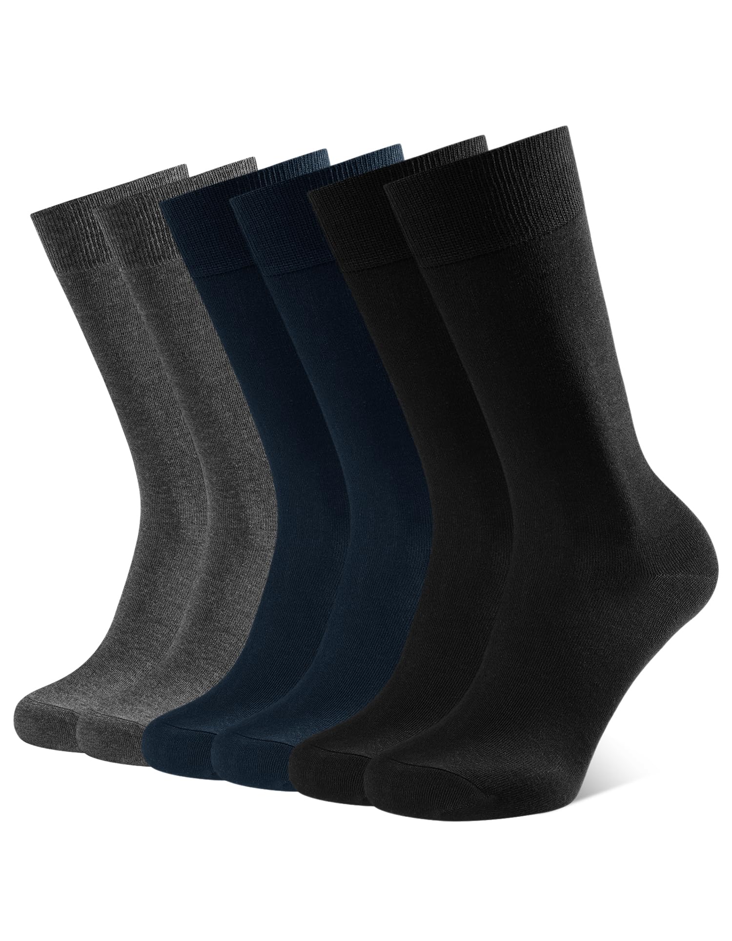 CLOSEMATE 6 Pairs Men's Socks 6-8 9-11 Mid-Calf Cotton