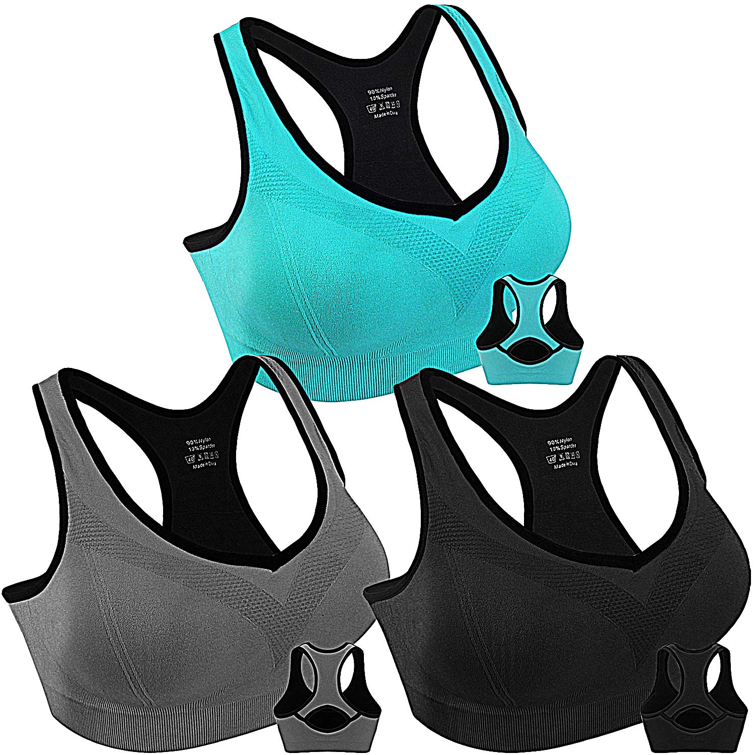 Women's Racerback Sports Bras High Impact Workout Yoga Gym Fitness Bra