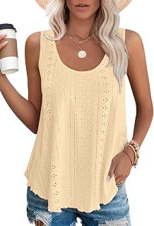 DUOEASE Women's Tank Tops Summer Casual Sleeveless U-Neck Tunic Blouse Tshirt