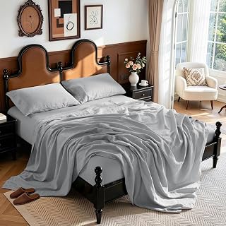 LBRO2M 100% French Pure Linen Sheet Set, 19" Deep Pocket Queen Size 4Pcs