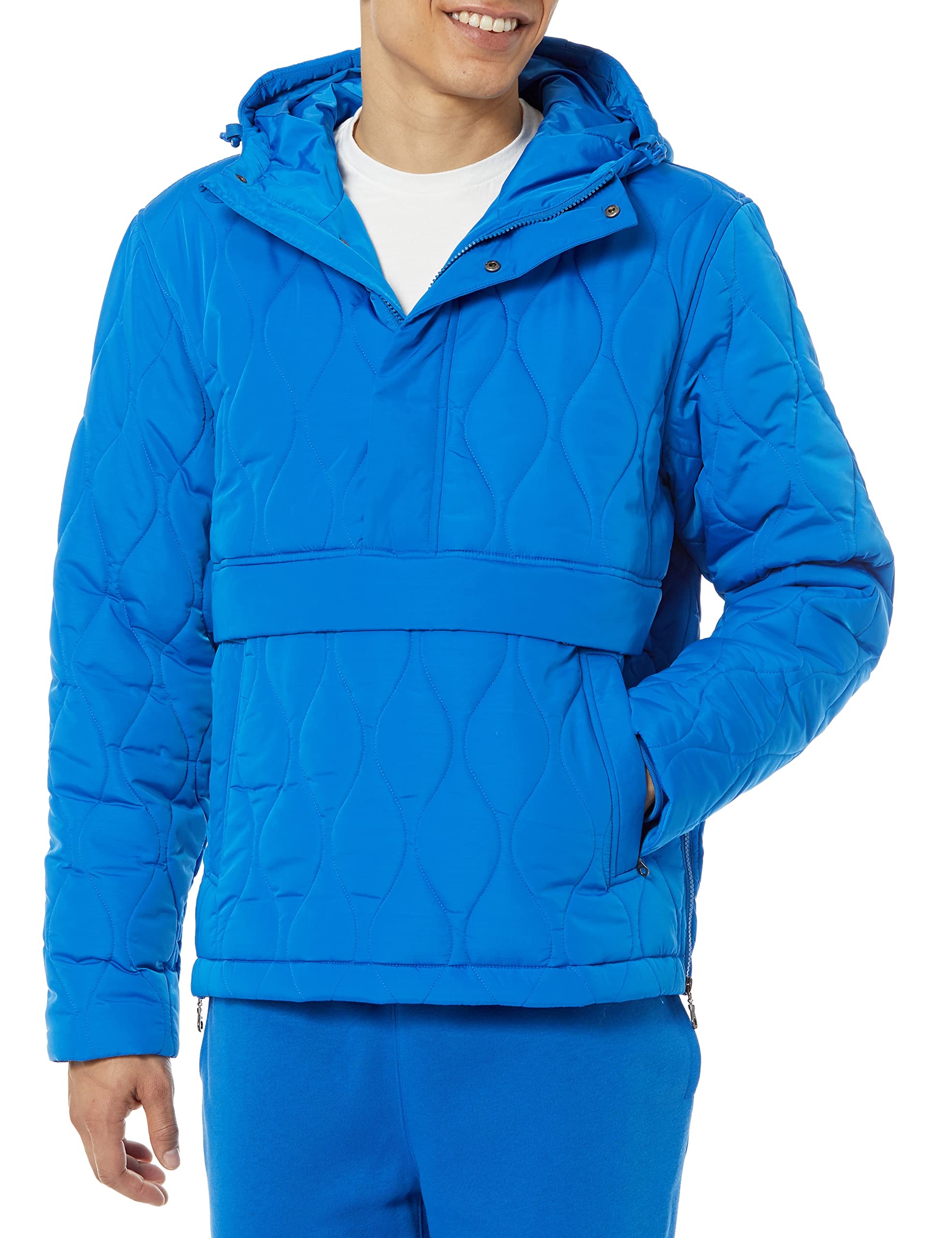 Amazon Essentials Men's Insulated Water-Resistant Hooded Quarter-Zip Puffer Coat