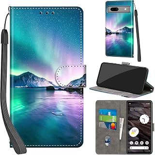 Cases for Google Pixel 7A Flip PU Protective Case with Card Slots Magnetic Closure Stand Function Case for Pixel 7A, Aurora