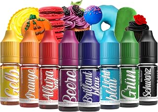 Belissia Food Colouring Set 8 x 10 ml Liquid for Cooking and Baking | Strong colouring food colour, vegan, tasteless, for fondant, cakes, desserts, drinks and DIY