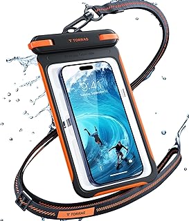 TORRAS IPX8 Waterproof Phone Pouch Floating, Underwater Touch Screen, Black | Waterproof Phone Case with Lanyard, Universal Dry Bag, Fits iPhone & Samsung, Snorkeling, Beach, Cruise, Travel, 7.0 Inch