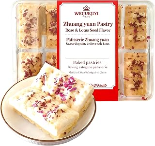 WEIJUEJIYI Rose Lotus Seed Flavor Zhuangyuan Pastry258g,Low Sugar snacks | 9.1oz/20 p,Traditional Chinese pastry,holiday treats,tea pairing,crispy flaky crust,naturally fragrant,perfect for gifting