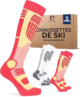 Occulto WOMEN'S SKI SOCKS (2 PAIRS) Breathable Winter SPORT HIGH SOCKS