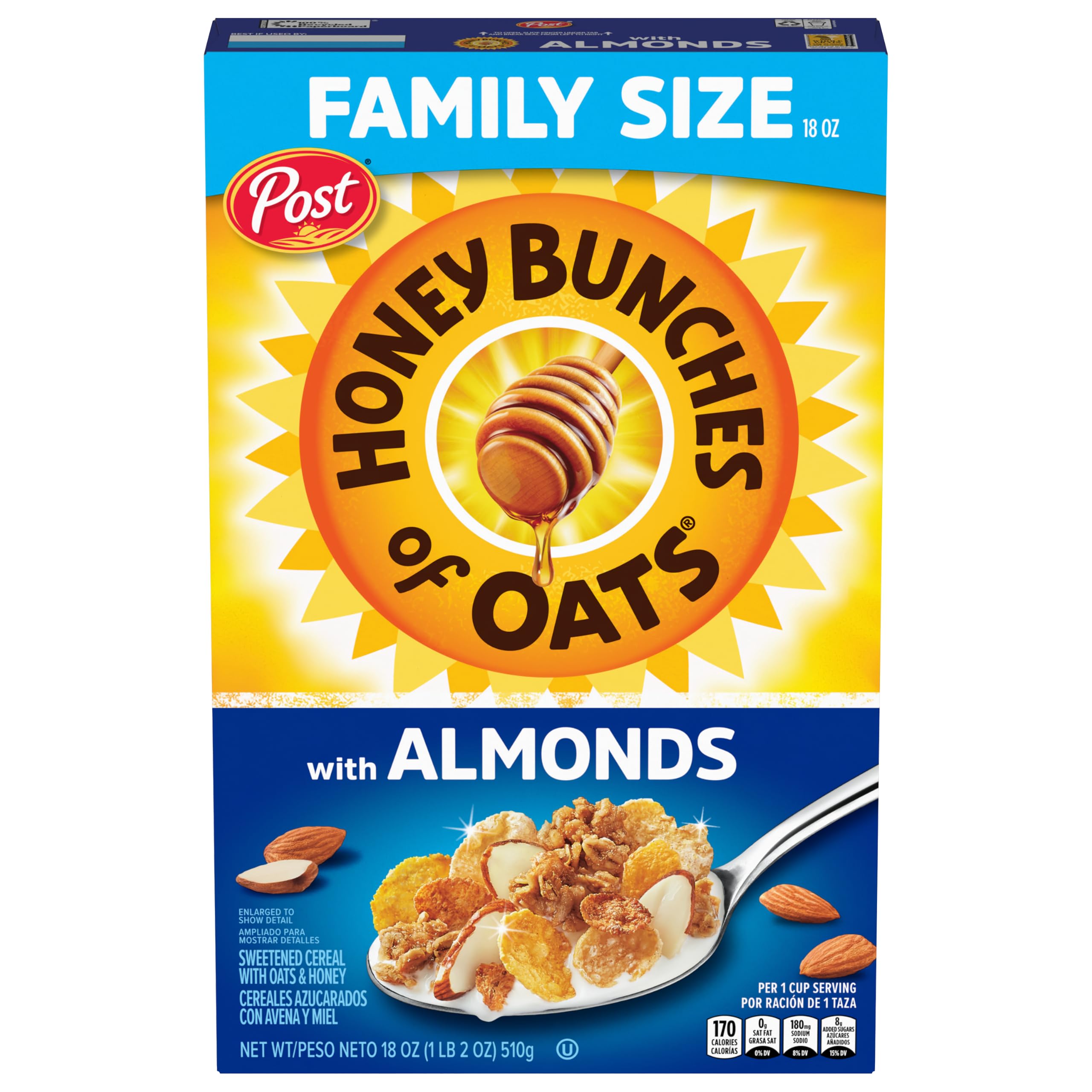 Honey Bunches of Oats with Almonds, Granola and Sliced Almonds, 18 oz Box | Cris
