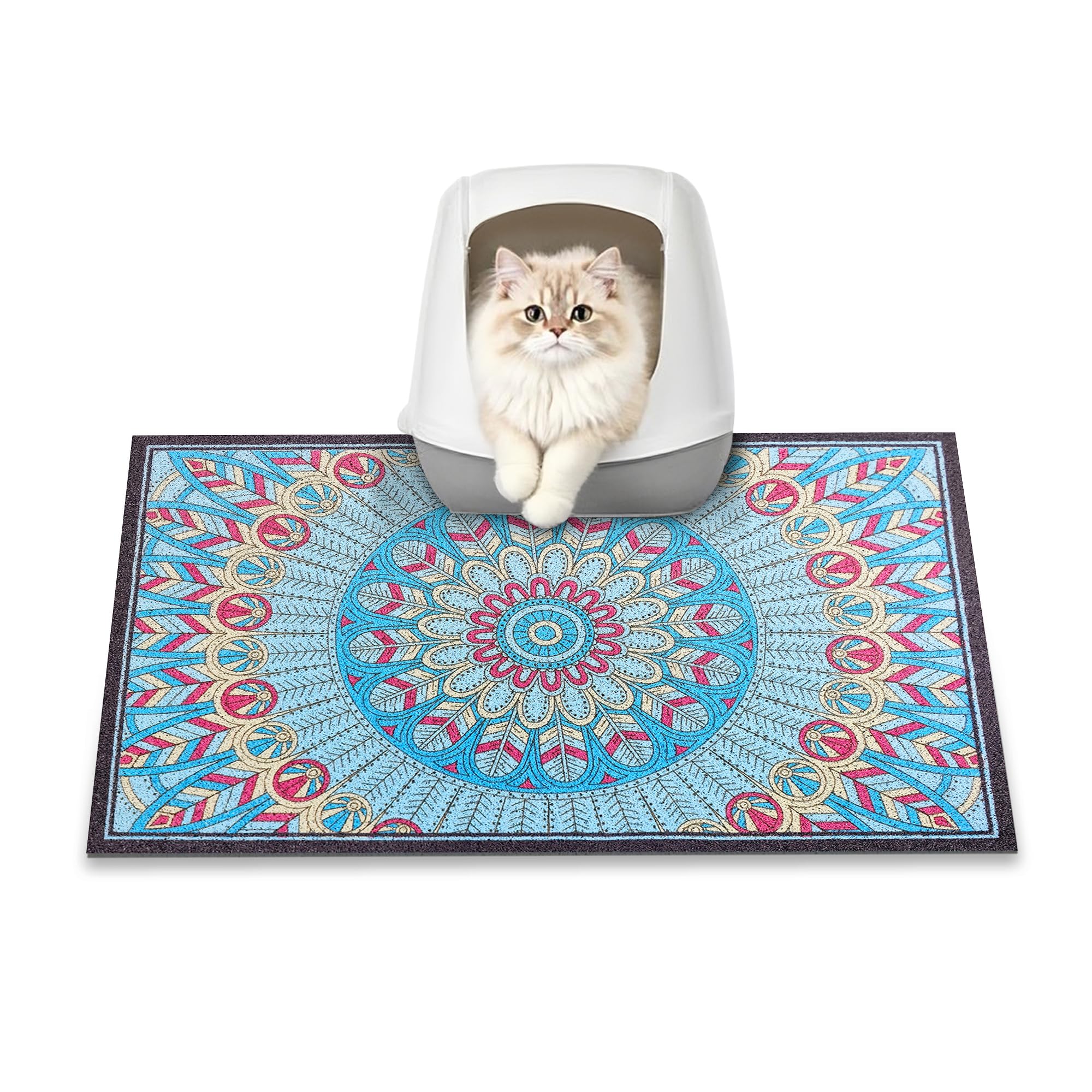 Cat Litter Mat, 60 x 40cm Box mat, Traps 100% Litter, Non-Slip Kitty Litter Trap