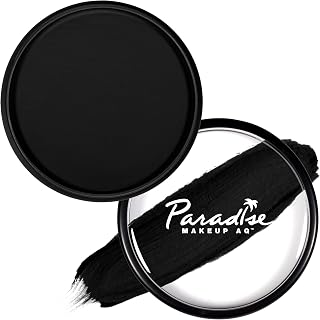 Mehron Makeup Paradise AQ - BLACK, Water-Activated Face &amp; Body Paint | 1.16 oz Professional Face &amp; Body Paint Makeup for Cosplay, Theater, &amp; Halloween. Vegan, Cruelty-Free, &amp; Made in USA.