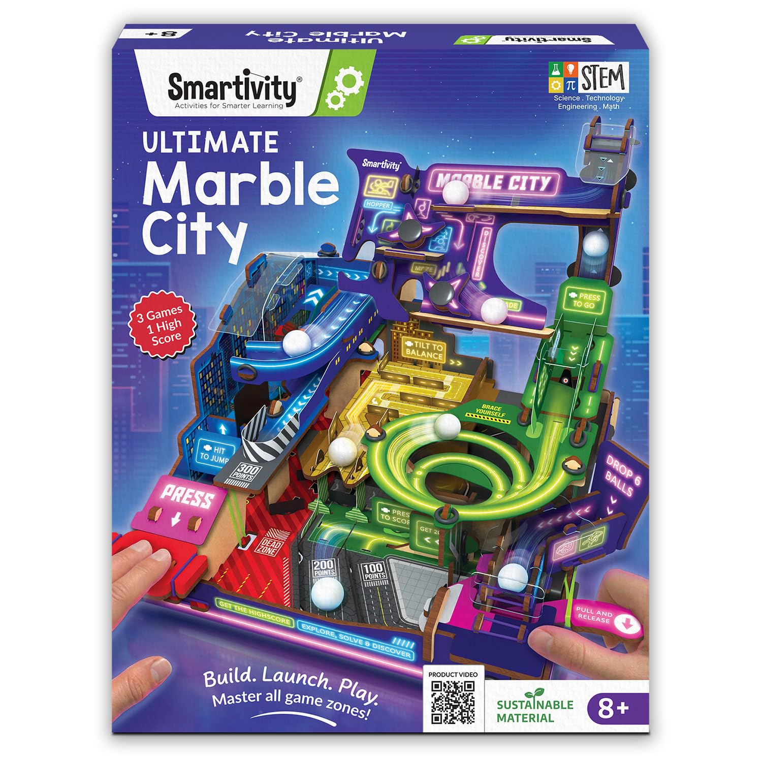 Smartivity Ultimate Marble City for Kids 8-14 Years | 3in1 Spiral, Maze & Hopper